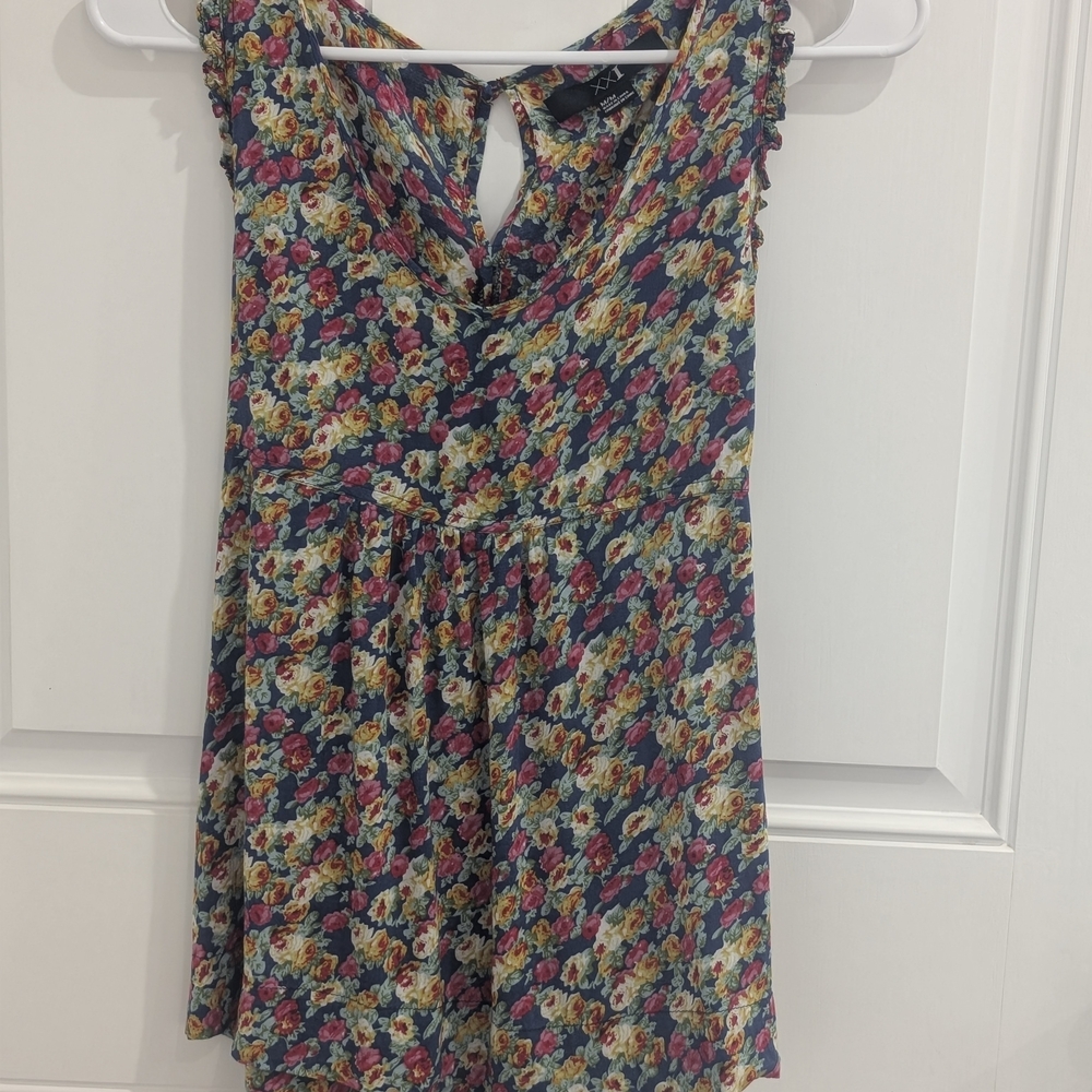 Forever 21 Floral Print Top with Red and Yellow Accents
